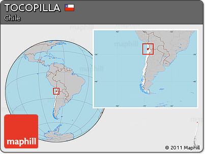 Gray Location Map of TOCOPILLA, highlighted country, within the entire country