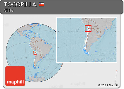 Gray Location Map of TOCOPILLA, highlighted country, within the entire country, hill shading