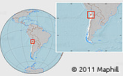 Gray Location Map of TOCOPILLA, highlighted country, within the entire country, hill shading