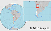 Gray Location Map of TOCOPILLA, highlighted country, within the entire country