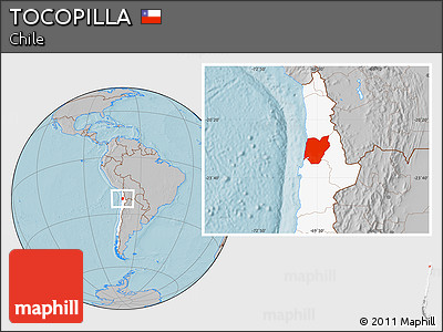 Gray Location Map of TOCOPILLA, highlighted country, hill shading