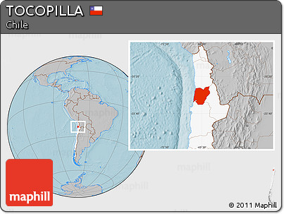 Gray Location Map of TOCOPILLA, highlighted country, hill shading