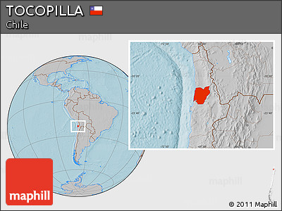 Gray Location Map of TOCOPILLA, hill shading