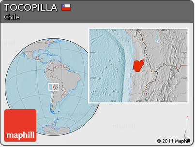 Gray Location Map of TOCOPILLA, hill shading