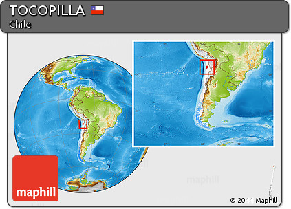 Physical Location Map of TOCOPILLA, highlighted country, within the entire country