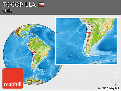 Physical Location Map of TOCOPILLA, highlighted country, within the entire country