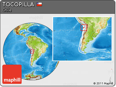 Physical Location Map of TOCOPILLA, highlighted country, within the entire country