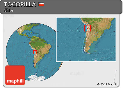 Satellite Location Map of TOCOPILLA, within the entire country