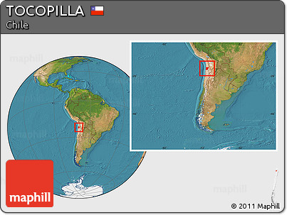 Satellite Location Map of TOCOPILLA, within the entire country