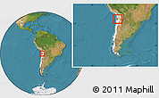 Satellite Location Map of TOCOPILLA, highlighted country, within the entire country