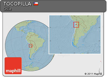 Savanna Style Location Map of TOCOPILLA, within the entire country, hill shading