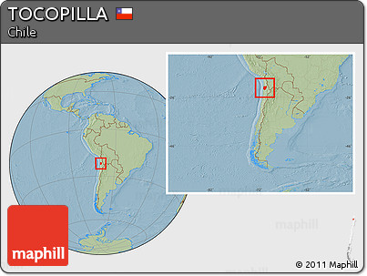 Savanna Style Location Map of TOCOPILLA, within the entire country, hill shading