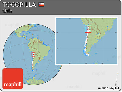 Savanna Style Location Map of TOCOPILLA, highlighted country, within the entire country