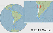 Savanna Style Location Map of TOCOPILLA, highlighted country, within the entire country, hill shading
