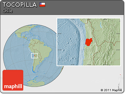 Savanna Style Location Map of TOCOPILLA, hill shading
