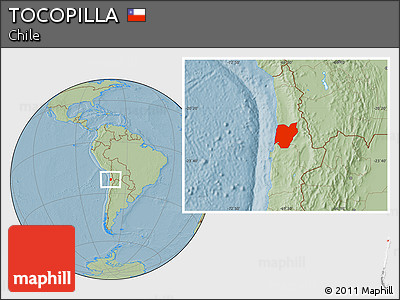 Savanna Style Location Map of TOCOPILLA, hill shading