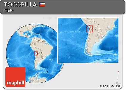 Shaded Relief Location Map of TOCOPILLA, within the entire country