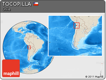 Shaded Relief Location Map of TOCOPILLA, within the entire country