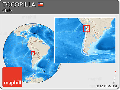 Shaded Relief Location Map of TOCOPILLA, highlighted country, within the entire country