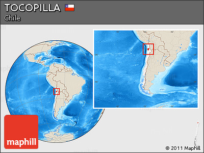 Shaded Relief Location Map of TOCOPILLA, highlighted country, within the entire country