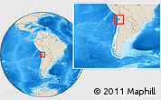 Shaded Relief Location Map of TOCOPILLA, highlighted country, within the entire country
