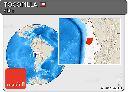 Shaded Relief Location Map of TOCOPILLA, highlighted country