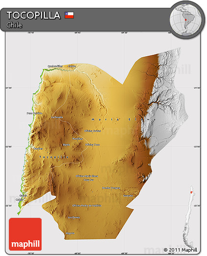 Physical Map of TOCOPILLA, cropped outside