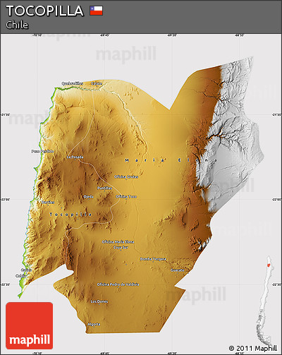 Physical Map of TOCOPILLA, cropped outside