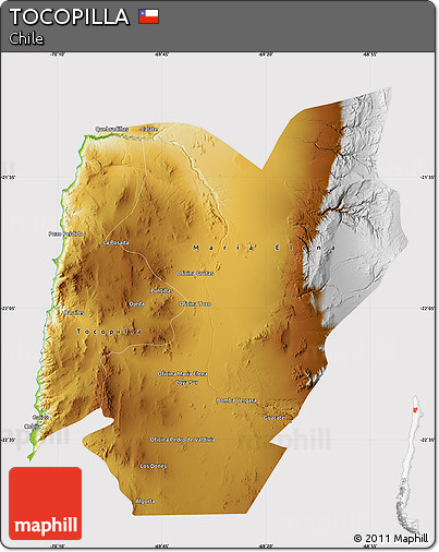 Physical Map of TOCOPILLA, cropped outside
