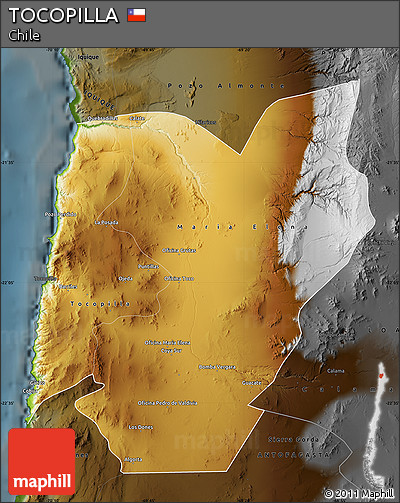 Physical Map of TOCOPILLA, darken