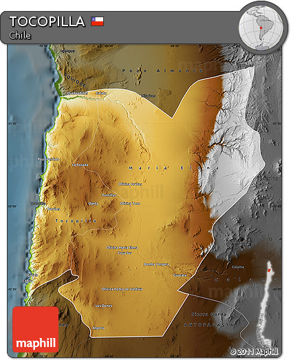 Physical Map of TOCOPILLA, darken