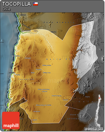 Physical Map of TOCOPILLA, darken