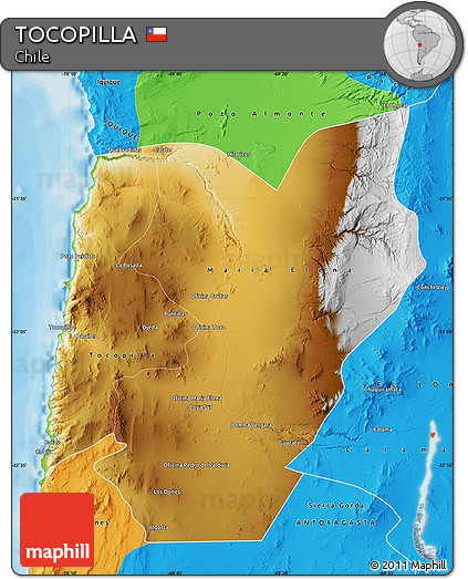 Physical Map of TOCOPILLA, political outside