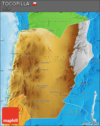 Physical Map of TOCOPILLA, political outside