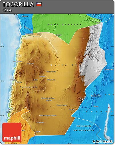 Physical Map of TOCOPILLA, political outside