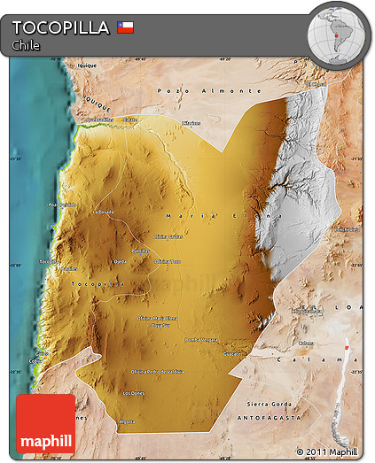 Physical Map of TOCOPILLA, satellite outside