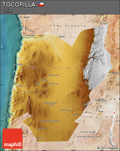 Physical Map of TOCOPILLA, satellite outside