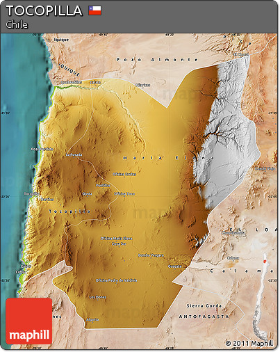 Physical Map of TOCOPILLA, satellite outside