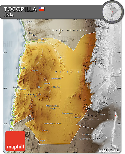 Physical Map of TOCOPILLA, semi-desaturated