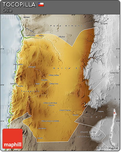 Physical Map of TOCOPILLA, semi-desaturated