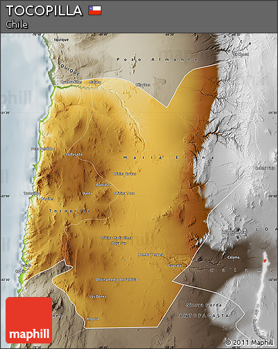 Physical Map of TOCOPILLA, semi-desaturated