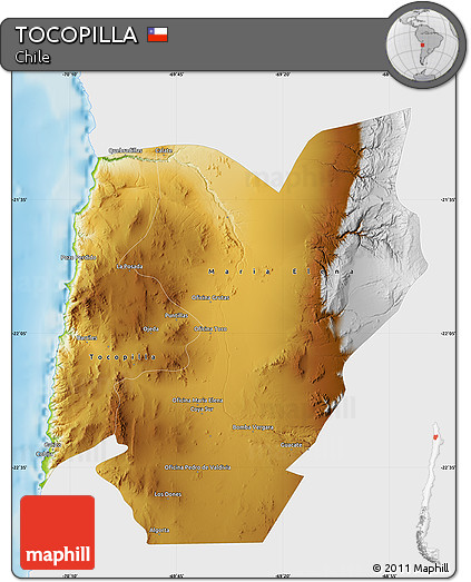 Physical Map of TOCOPILLA, single color outside