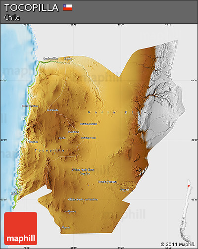 Physical Map of TOCOPILLA, single color outside