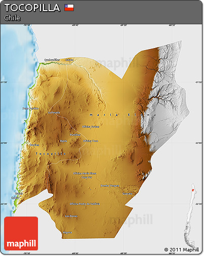 Physical Map of TOCOPILLA, single color outside
