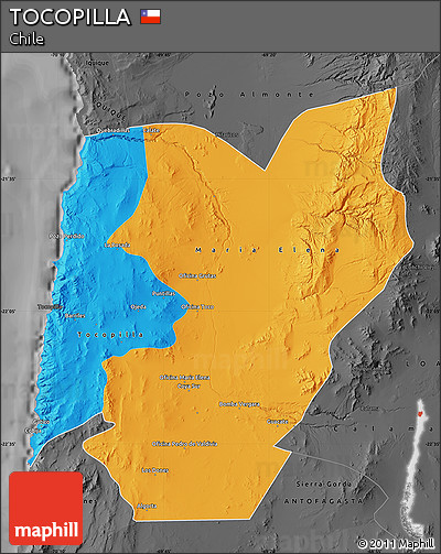 Political Map of TOCOPILLA, darken, desaturated