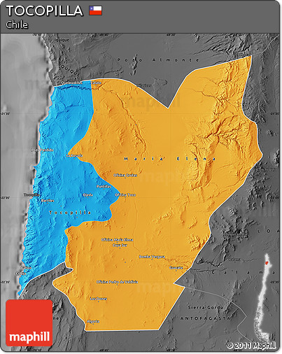 Political Map of TOCOPILLA, darken, desaturated