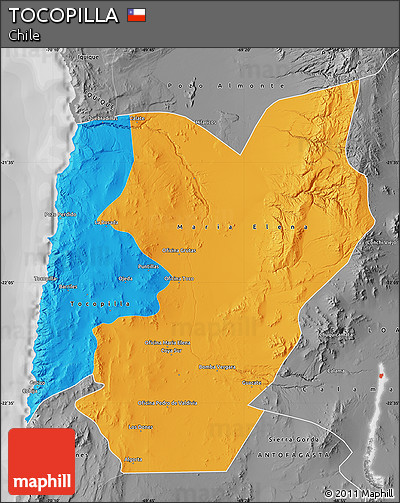 Political Map of TOCOPILLA, desaturated