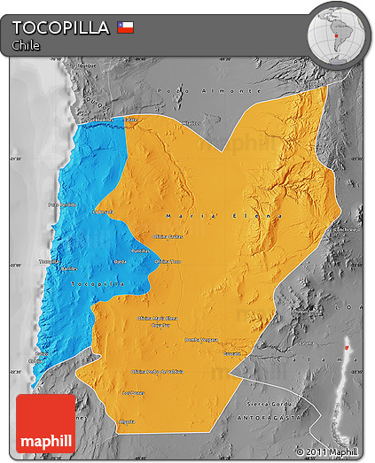 Political Map of TOCOPILLA, desaturated