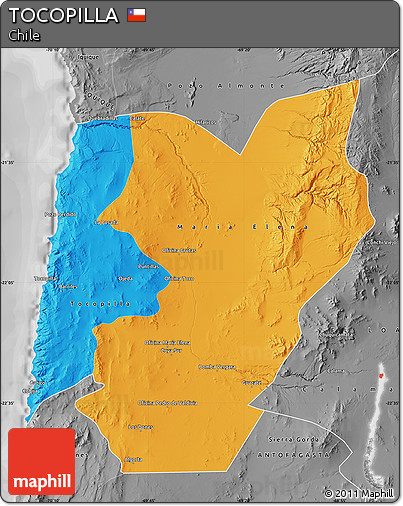 Political Map of TOCOPILLA, desaturated