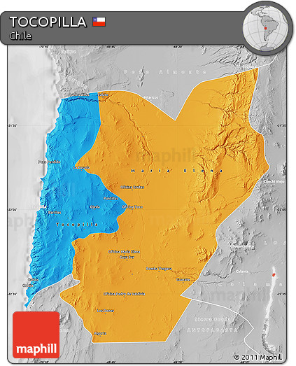Political Map of TOCOPILLA, lighten, desaturated